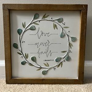 10.5 X 10.5 wooden frame with metal sign